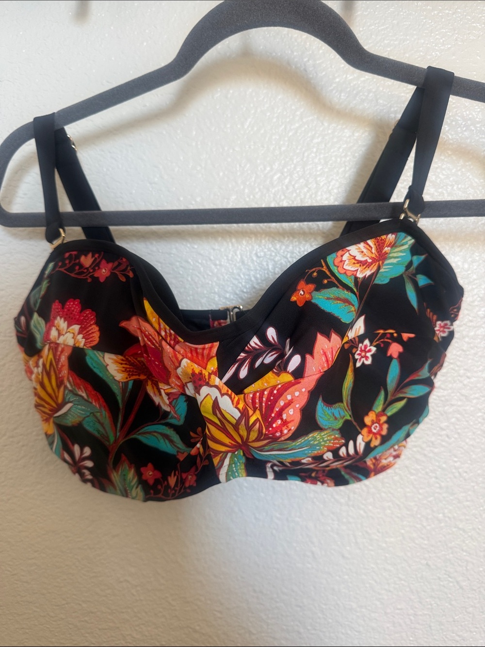 Sunsets 40E/38F/36G NWT Iconic Twist Bandau Bikini Top in Black Multicolor